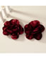 Fashion Red Fabric Rose Stud Earrings