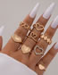 Fashion Gold Alloy Diamond Heart Ring Set