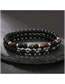 Fashion Black Black Matte Tiger Eye Beaded Stretch Bracelet Set