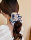 Fashion Hair Band - Dark Blue Fabric Ruched Printed Hair Tie