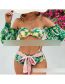 Fashion Lemon Print Polyester Printed One-shoulder Long-sleeved High-waisted Two-piece Swimsuit