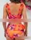 Fashion Orange Bottom Safflower Polyester Print Tie One-piece Swimsuit