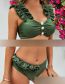 Fashion Green Polyester Ruffle Ruched One-piece Swimsuit