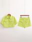Fashion Green Polyester Lapel Collar Button Down Jacket Shorts Set
