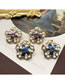 Fashion Blue Earrings Alloy Diamond Flower Stud Earrings