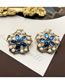 Fashion Blue Earrings Alloy Diamond Flower Stud Earrings