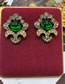 Fashion Green Earrings Alloy Glass And Diamond Flower Stud Earrings
