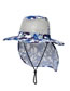 Fashion Checkered - Light Blue Cotton Polyester Camouflage Large Brim Shawl Sun Hat