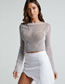 Fashion White Polyester Fishnet Long Sleeve Top