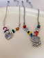 Fashion Necklace - Silver Heart Alloy Rubble Beaded Heart Necklace