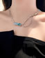 Fashion Necklace - Silver - Green Geometric Polygonatum Chain Panel Necklace