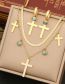 Fashion 1# Necklace Titanium Steel Blue Pine Cross Snake Chain Double Layer Necklace