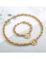 Fashion Golden Suit Stainless Steel Diamond Palm Necklace Bracelet Set