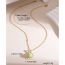 Fashion Gold Copper Inlaid Diamond And Jade Bead Necklace
