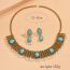 Fashion Gold Alloy Drop-shaped Pine Drop Earrings Necklace And Earrings Set
