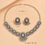 Fashion Silver Alloy Diamond Geometric Drop Necklace And Earrings Set