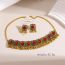 Fashion Red 2 Alloy Diamond Geometric Square Drop Necklace And Earrings Set