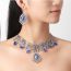 Fashion Blue Alloy Diamond Earrings Necklace And Earrings Set