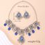 Fashion Blue Alloy Diamond Earrings Necklace And Earrings Set