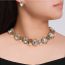 Fashion Transparent Color Alloy Diamond Oval Necklace And Earrings Set