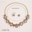 Fashion Transparent Color Alloy Diamond Oval Necklace And Earrings Set