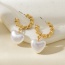 Fashion Gold Alloy Pearl Love Pendant Twist Earrings Earrings