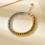 Fashion Gold Titanium Steel Color Block Thick Chain Bracelet