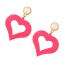 Fashion Rose Red Alloy Pearl Love Earrings