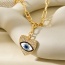 Fashion Gold Alloy Diamond Love Drop Eye Pendant Thick Chain Necklace