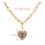 Fashion Gold Alloy Diamond Love Drop Eye Pendant Thick Chain Necklace