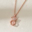 Fashion Rose Gold Titanium Steel Bear Pendant Necklace With Zirconia