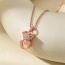 Fashion Rose Gold Titanium Steel Bear Pendant Necklace With Zirconia