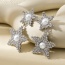 Fashion Silver Alloy Diamond Pearl Pentagram Earrings