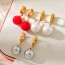 Fashion White Titanium Steel Pearl Earrings