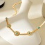 Fashion Gold Titanium Steel Round Turquoise Snake Bone Chain Necklace