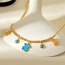 Fashion Gold Titanium Steel Turquoise Bear Pendant Beaded Necklace