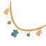 Fashion Gold Titanium Steel Turquoise Bear Pendant Beaded Necklace