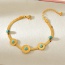 Fashion Gold Titanium Steel Round Turquoise Snake Bone Chain Bracelet