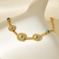 Fashion Gold Titanium Steel Round Turquoise Snake Bone Chain Bracelet