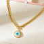 Fashion Gold Titanium Steel Shell Round Eye Pendant Thick Chain Necklace