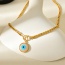 Fashion Gold Titanium Steel Shell Round Eye Pendant Thick Chain Necklace