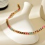 Fashion Gold Titanium Steel Drop Oil Color Matching Thick Chain Necklace