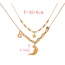 Fashion Gold Double Layer Titanium Steel Oyster Pearl Moon Pentagram Beaded Pendant Necklace