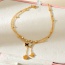 Fashion Gold Double Layer Titanium Steel Inlaid With Zirconium Shell Flower Pendant Tassel Bracelet