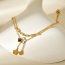 Fashion Gold Double Layer Titanium Steel Inlaid With Zirconium Shell Flower Pendant Tassel Bracelet
