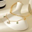 Fashion Gold Double Layer Titanium Steel Set With Zirconium Eyes And Turquoise Pendant Necklace