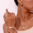 Fashion Malachite Eyes Zircon Rhinestone Square Ring - Gold - Size 7 Stainless Steel Diamond Eye Ring