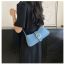 Fashion Blue Pu Belt Buckle Shoulder Bag