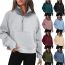 Fashion Pink Half-zip Stand Collar Fleece Sweatshirt