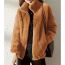 Fashion Light Brown Polyester Plush Zippered Stand Collar Jacket